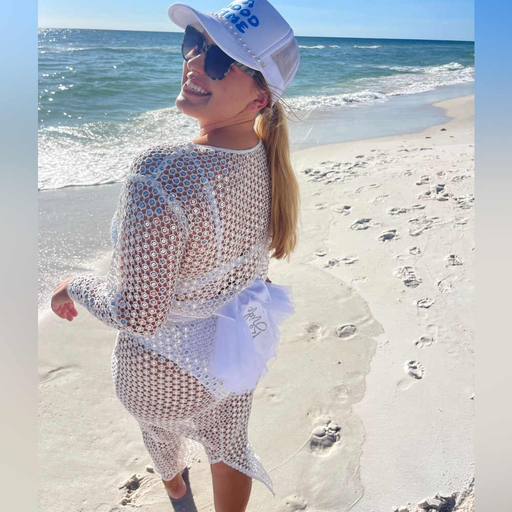 White Sparkly Swim Cover-Up